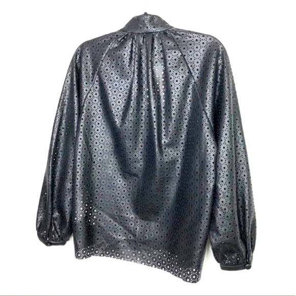 SHIPS FREE!! Brand New Zara Faux Leather Laser Cut Blouse - Picture 5 of 12